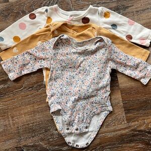 Floral and Polka Dot Baby Girl Long Sleeved Bodysuits